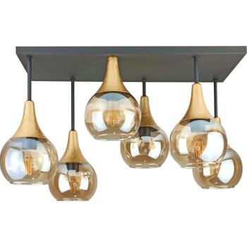 Keter Lighting Felületre szerelhető csillár  SOMA 6xE27/60W/230V fekete/arany/füstös bézs  kép