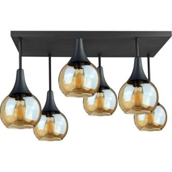 Keter Lighting Felületre szerelhető csillár  SOMA 6xE27/60W/230V fekete/füstös bézs  kép