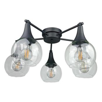 Keter Lighting Felületre szerelhető csillár  STAR 5xE27/60W/230V fekete/átlátszó  kép