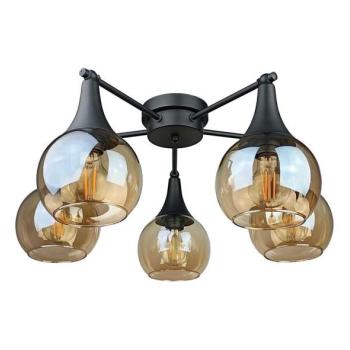 Keter Lighting Felületre szerelhető csillár  STAR 5xE27/60W/230V fekete/füstös bézs  kép