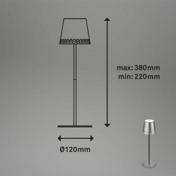 Kiki LED-es újratölthető asztali lámpa, antik ezüst, IP44, 3000K kép