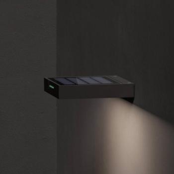 KLEWE LED napelemes fali lámpa ALA WALL, antracit, alumínium, IP65 kép