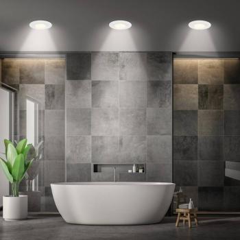 Klira LED-es süllyesztett lámpa, fehér, Ø 9 cm, IP44, 3 darabos szett kép