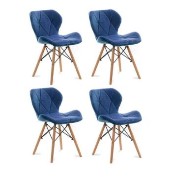 Konsimo Sp. z o.o. Sp. k. KÉSZLET 4x Étkezőszék TRIGO 74x48 cm sötét kék/bükkfa  kép