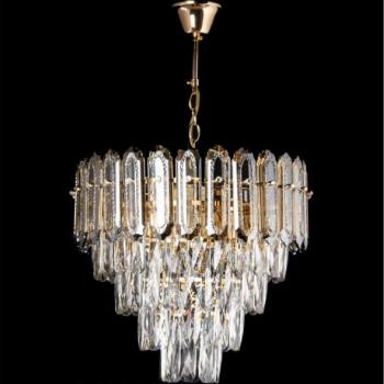  Láncos LED csillár 7xE27/60W/230V + 4xLED/6W átm. 40 cm arany  kép