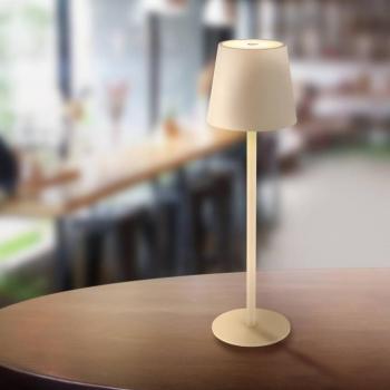LED akkumulátoros asztali lámpa Vannie, homokszínű, magasság 36 cm, IP44 kép