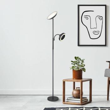 LED álló lámpa Davyd, fekete, 178 cm, olvasólámpa, ventilátor kép