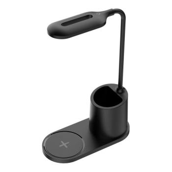  LED Asztali lámpa LED/3W/5V vezeték nélküli töltéssel fekete  kép