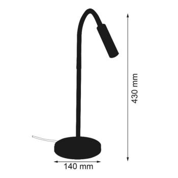 LED asztali lámpa Rocco matt fekete flex kar piros kép