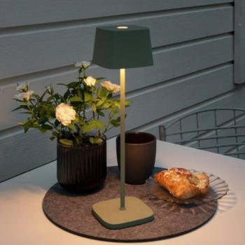 LED asztali világítás Capri, kültérre, zöld-szürke kép