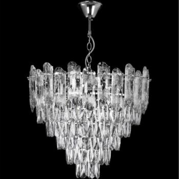  LED csillár, láncra akasztható, 9x E27 (max. 60 W, 230 V) + 6x LED 6 W, Ø 50 cm, fényes króm  kép