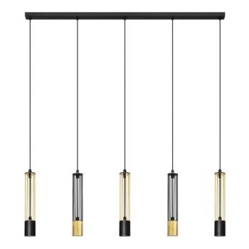 LED Csillár zsinóron BARS 5xGU10/4,8W/230V fekete/arany  kép