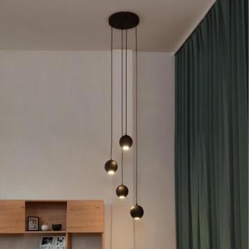  LED Csillár zsinóron MIDWAY 4xGU10/4,8W/230V fekete  kép