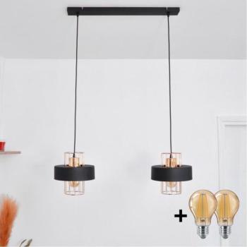 LED Csillár zsinóron VOLTA 2xE27/15W/230V fekete/arany  kép