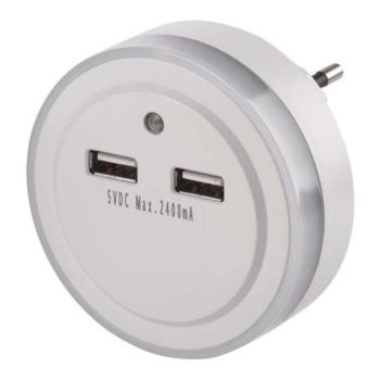  LED Éjszakai fény fényérzékelővel konnektoros+2xUSB 3xLED/0,3W/230V  kép