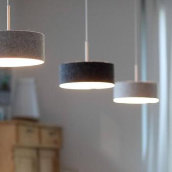LED-es függőlámpa LARAfelt S, Ø20cm, grafit/fehér kép