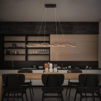 LED-es függőlámpa Vinka, 2-lámpás, hossza 98 cm, fa színű kép