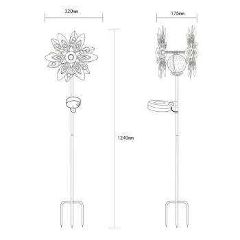 LED-es napelemes lámpa 36578, földi tüske, rozsdabarna, fém, üveg kép