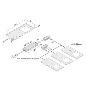 LED-es részegy. lámpa Eco-Pad F 3x-Set 3000K fek. kép