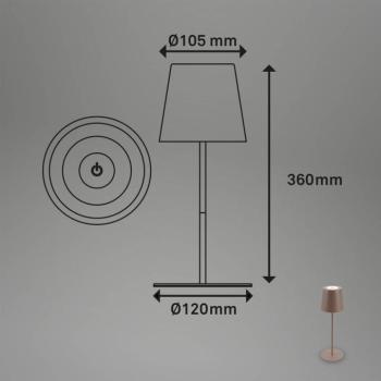 LED-es újratölthető asztali lámpa 7508012, barna, 2700 K IP44 érintéses kép