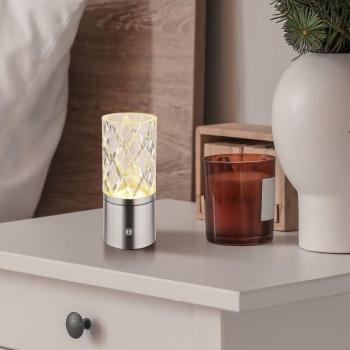 LED-es újratölthető asztali lámpa Lunki, nikkel színű, magasság 19 cm, CCT kép