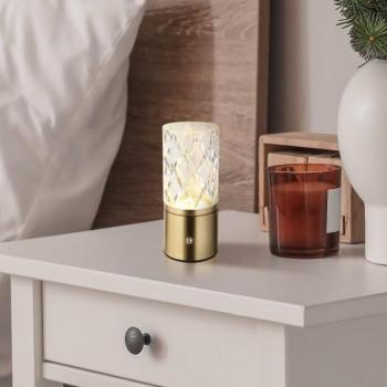 LED-es újratölthető asztali lámpa Lunki, sárgaréz színű, magasság 19 cm, kép