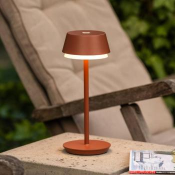 LED-es újratölthető asztali lámpa Lyon, terrakotta, IP54, dimmer, CCT, RGB kép