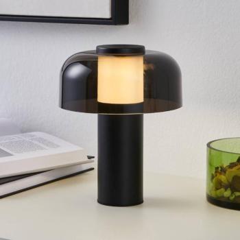 LED-es újratölthető asztali lámpa Ponente, Ø 16 cm, fekete, CCT, kép
