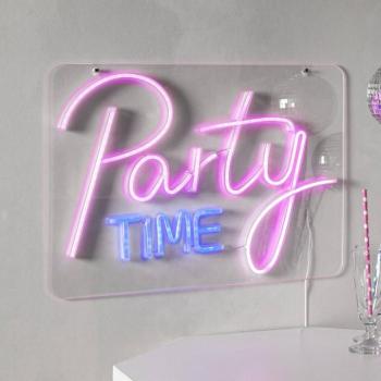 LED fali lámpa Party Time, rózsaszín/fehér plexi 48 x 36 cm USB kép