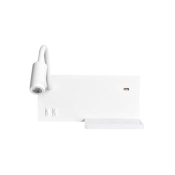  LED Fali lámpa SHELF 1xLED/4W+1xLED/5W+1xLED/2W/230V + USB port fehér  kép