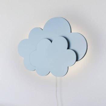 LED fali lámpa Wölkchen dugóval, kék, fa, fényerőszabályzóval, dimmelhető kép
