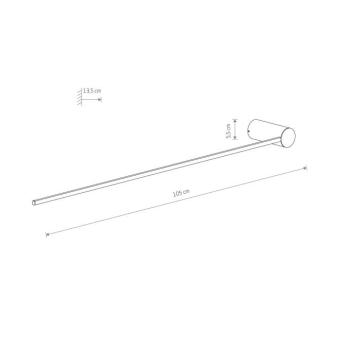 LED fali világítás, kar L, 105 cm magas, fekete, fém kép