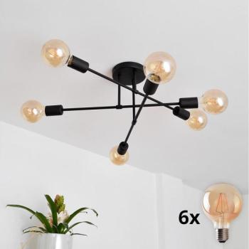  LED Felületre szerelhető csillár CAMBRIDGE 6xE27/8W/230V fekete  kép