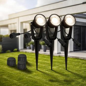 LED földsarkantyú spot 3919035 12V 3-pontos hosszabbító, fekete Ø 5 cm kép