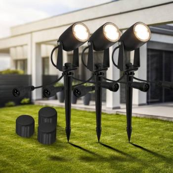LED földsarkantyú spot 3928035 12 V 3x hosszabbító fekete Ø 4 cm kép