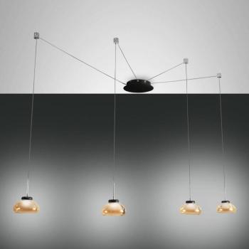 LED függő lámpa Arabella, négy izzós, fekete/bor. kép