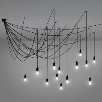 LED függő lámpa Maman fekete 14 izzós, átlátszó kép