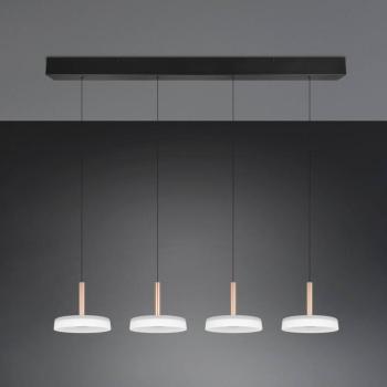 LED függőlámpa Celeste fehér/barna 115 cm 4 lámpás üveg dimmelhető kép