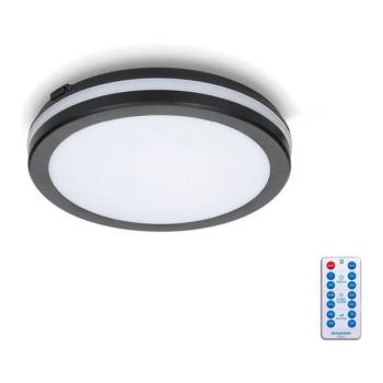  LED Fürdőszobai mennyezeti lámpa érzékelővel LED/12W/230V átm. 20 cm fekete + távirányító  kép