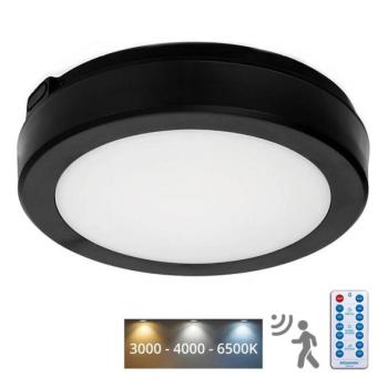  LED Fürdőszobai mennyezeti lámpa érzékelővel NAIROS LED/12W/230V IP65 fekete + távirányító  kép