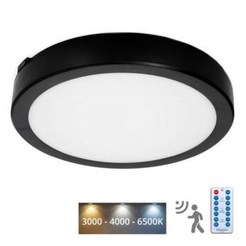  LED Fürdőszobai mennyezeti lámpa érzékelővel NAIROS LED/18W/230V IP65 fekete + távirányító  kép