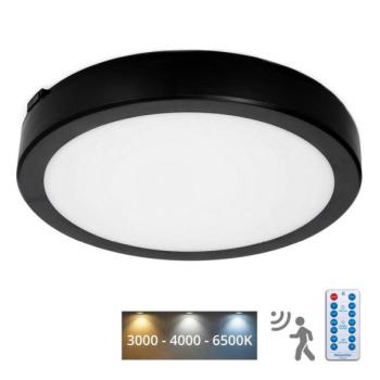  LED Fürdőszobai mennyezeti lámpa érzékelővel NAIROS LED/24W/230V IP65 fekete + távirányító  kép