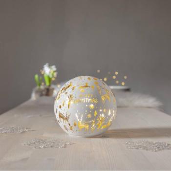 LED gömbfény Merry X-Mas Ø 15cm fehér üveg elemmel működtethető kép