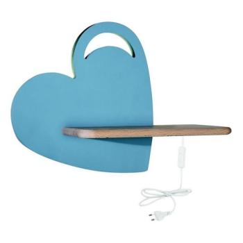  LED gyerekszoba falilámpa polccal HEART LED/5W/230V kék/fa  kép