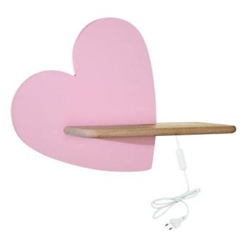  LED gyerekszoba falilámpa polccal HEART LED/5W/230V rózsaszín/fa  kép