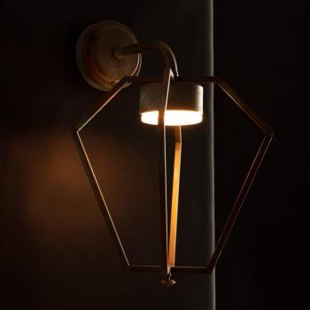 LED külső fali világítás Gemstone, sárgaréz/opál kép