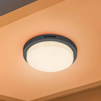 LED kültéri fali lámpa Bermejo, kerek, érzékelő, CCT, antracit kép