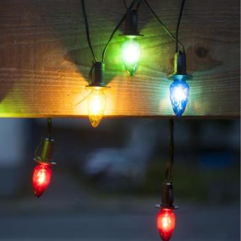  LED kültéri karácsonyi fényfüzér CONE FILAMENT 20xE10 19m színes/meleg fehér IP44  kép