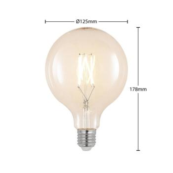 LED lámpa E27 6W 2700K G125 gömb, izzószál, átl. kép