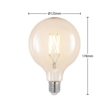 LED lámpa E27 8W 2700K G125 gömb, izzószál, átl. kép